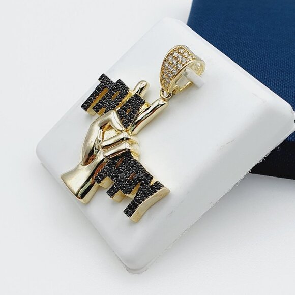 14K Gold Plated Cubic Zircon Pendant, INUS1BR258 - Picture 4 of 8